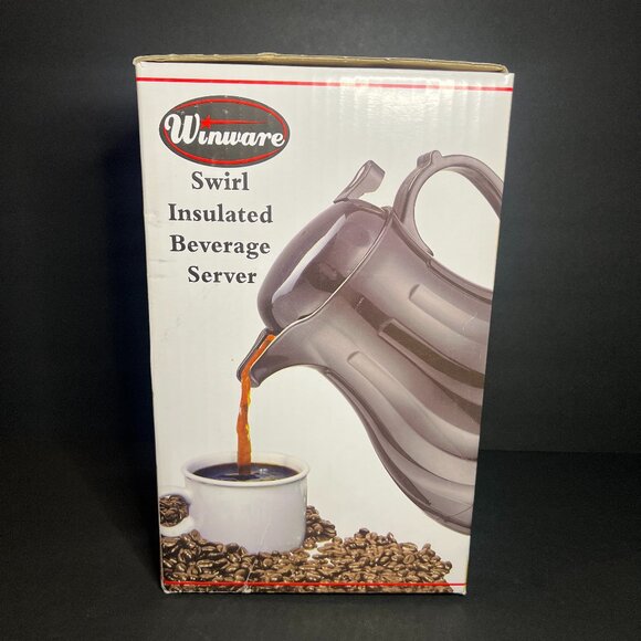 Winware Winco Black Swirl Insulated Hot & Cold Beverage Server Pitcher 64oz - Picture 1 of 4
